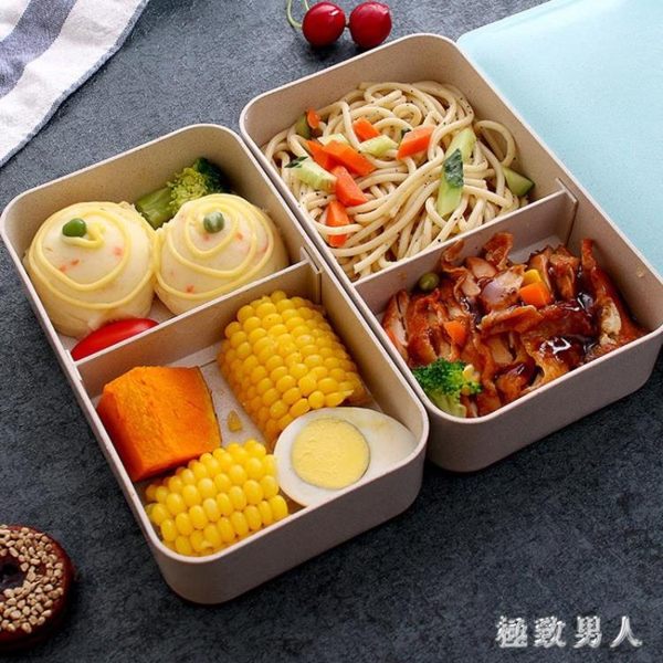 上班族可微波爐加熱健身餐盒雙層分隔型套日式分格便當飯盒