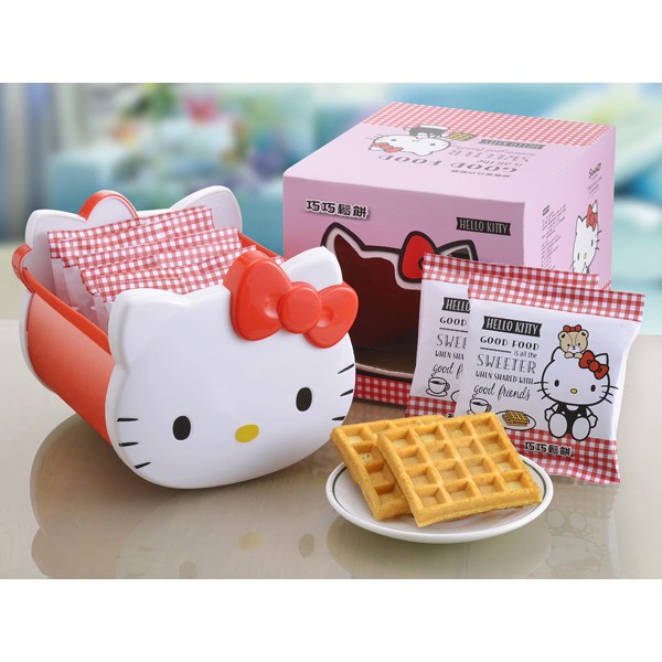 【商品特色】 獨立包裝，下午茶點心最佳選擇！ 可愛Hello Kitty禮盒，送禮自用兩相宜！ 產品說明：蛋奶素可食用。立體Q臉U形盒設計，可收納零食、小飾品、文具等小物，造型超可愛，Hello Ki