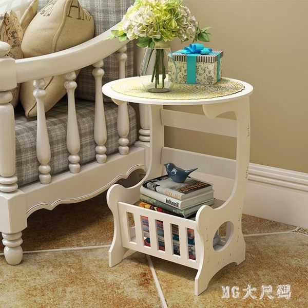 北歐簡約茶幾客廳迷你小圓桌雕花簡易茶桌收納家用小戶型臥室桌子 qf25197【MG大尺碼】