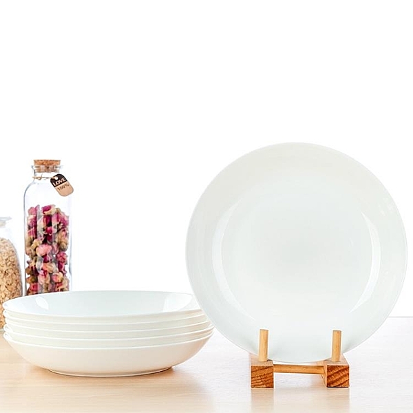 骨瓷盤子菜盤家用餐具創意陶瓷餐盤簡約碟子魚盤純白色6只裝深盤