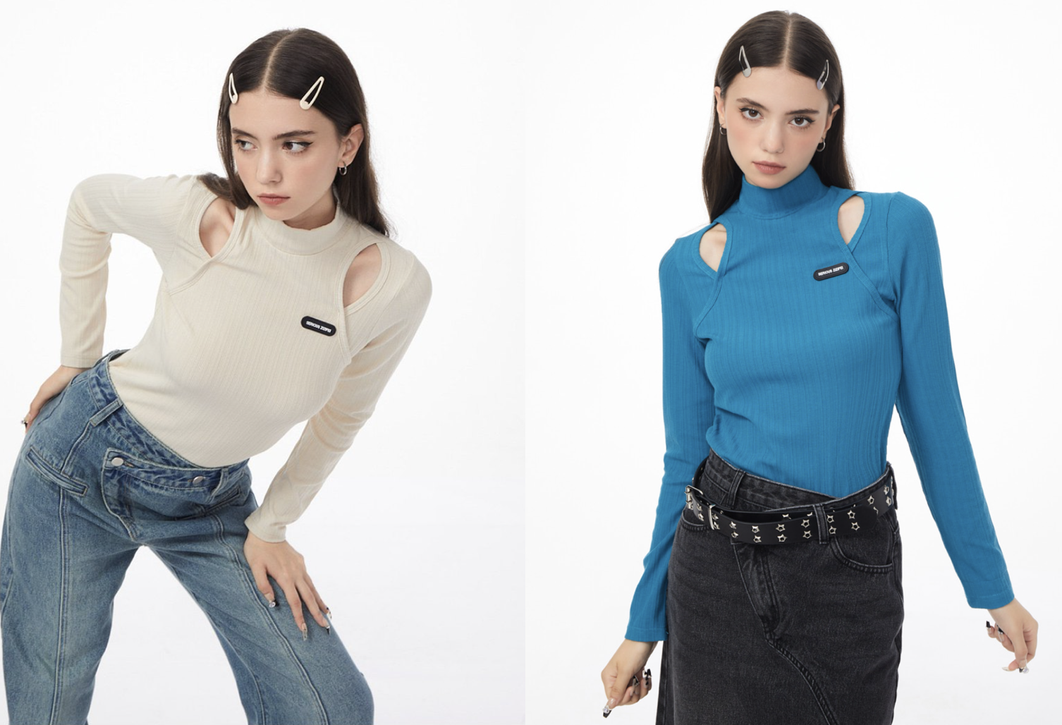 美式復古鏤空半高領針織衫