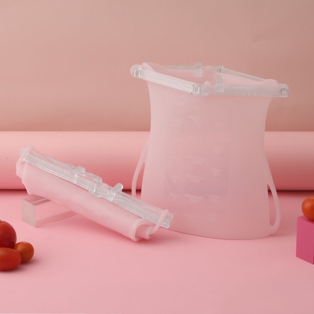 【仁舟淨塑】矽膠保鮮袋/舒肥袋/矽密袋1500ml(蜜桃粉PCA0600-1500PL)