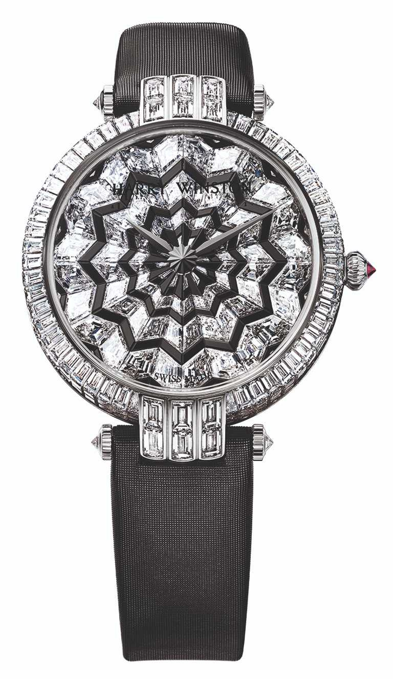 HARRY WINSTON「卓時Premier系列Hypnotic Star腕錶」，18K白金錶殼，36mm，277顆鑽石，108顆尖晶石，1顆紅寶石，限量1只╱10,800,000元。（圖╱HARRY WINSTON提供）