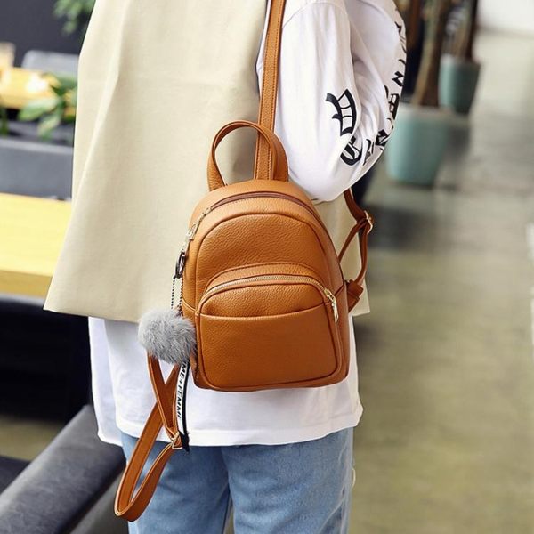 新款韓版迷你荔枝紋雙肩包百搭純色軟皮女生背包小包包潮 韓小姐的衣櫥