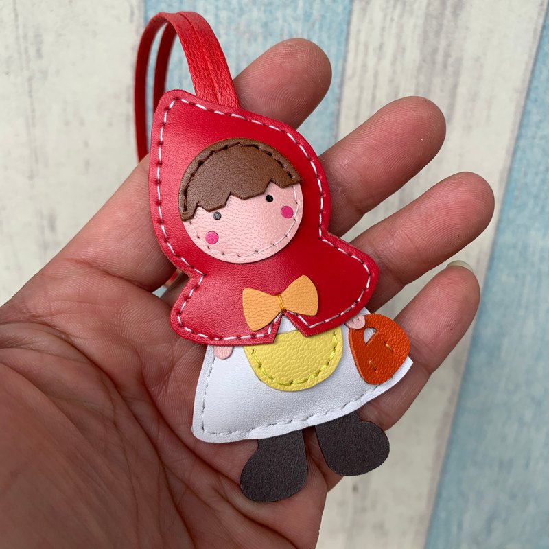 Leatherprince 手工皮革 台灣MIT 紅色 可愛 小紅帽 純手工縫製 皮革 吊飾 小尺寸 small size