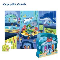 【美國Crocodile Creek】博物館造型盒學習拼圖48片-海生館