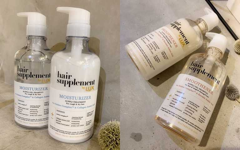 LUX膠原蛋白胺基酸洗髮精/護髮乳、LUX角蛋白胺基酸洗髮精/護髮乳／各359元 可依照個人髮質別做挑選。而且全部都是made in japan，用起來更安心。(圖／吳雅鈴攝影)