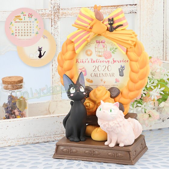 【真愛日本】魔女宅急便 黑貓jiji 宮崎駿 立體日曆架 年曆 桌曆 擺飾 收藏 名片架 4990593314188 日本限定造型桌曆架2020年-JIJI莉莉心動