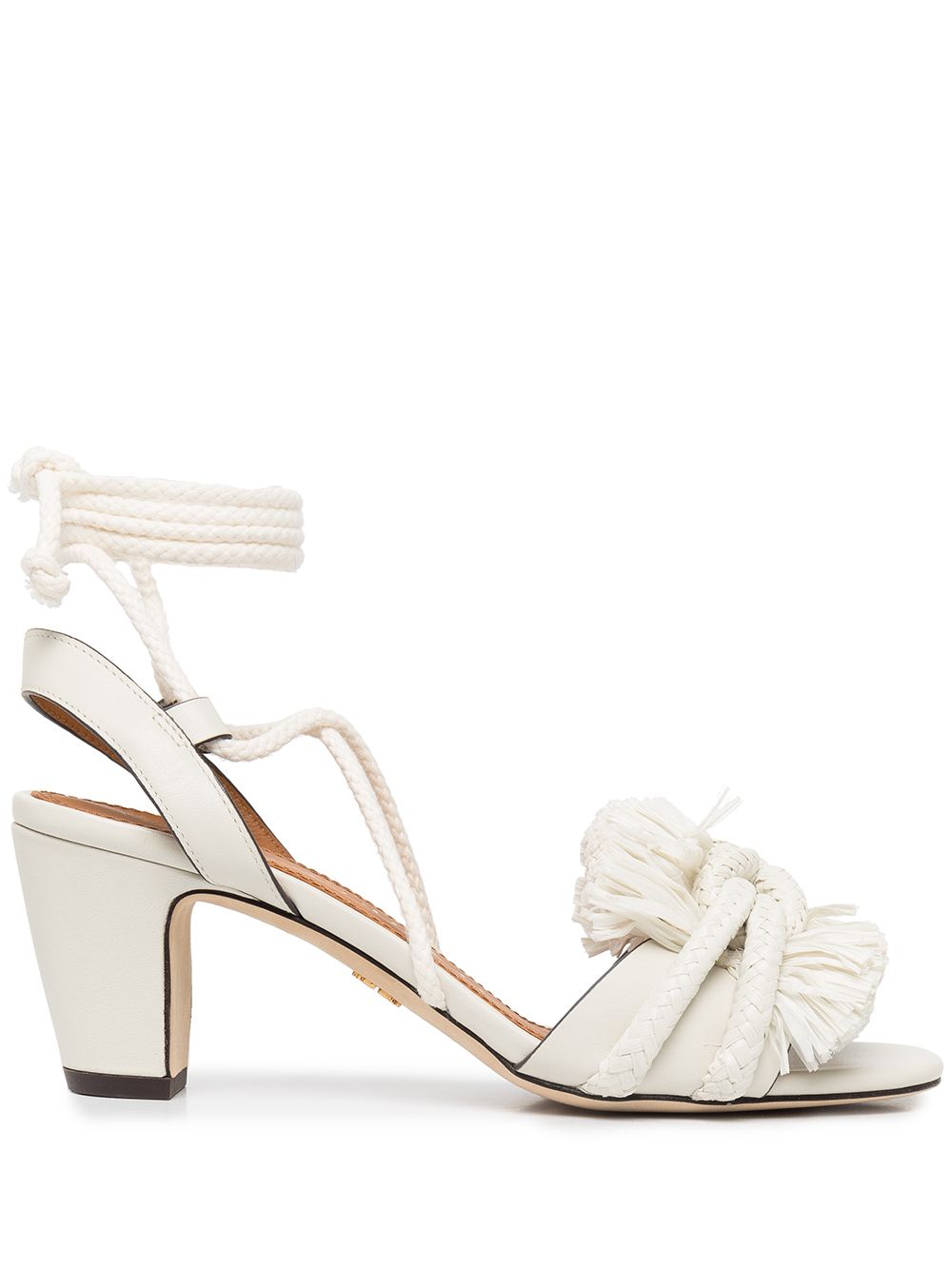 Tory Burch - rope-design mid-heeled sandals - women - Raffia/LeatherLeatherLeather - 7.5 - White