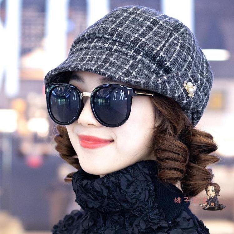 八角帽 帽子女秋冬韓版休閒時尚八角帽英倫格紋南瓜帽冬報童帽短檐貝雷帽 4色