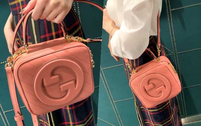 手提肩背都OK的Blondie小方包，夏季新色的嫩粉色實在太有少女心了啊~~~。（圖／吳雅鈴攝）