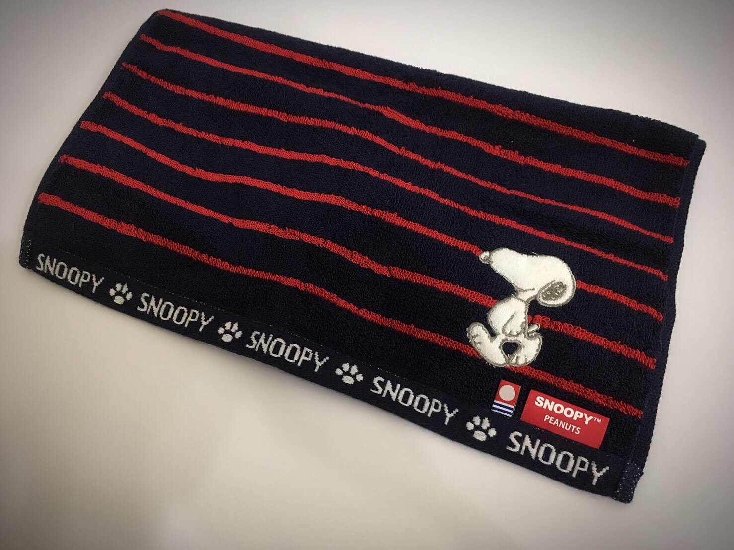 [iWork]日本製 SNOOPY 史努比長巾 黑紅條紋