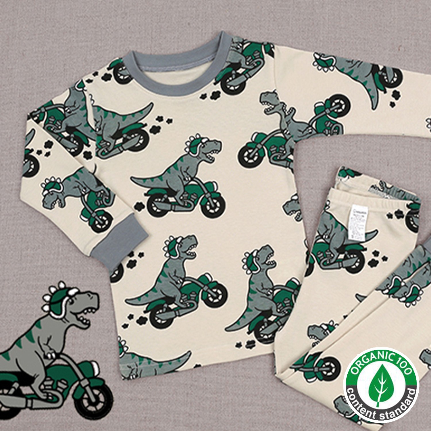 韓國 Maykids - 30支有機棉長袖家居服-暴龍騎士