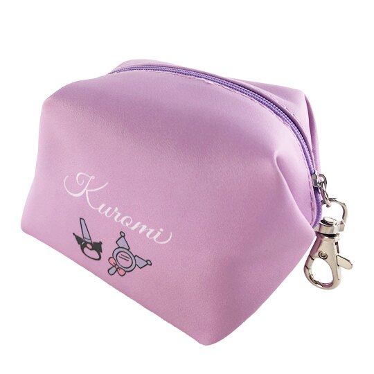 小禮堂 酷洛米 迷你方形皮質化妝包 皮質零錢包 掛飾零錢包 小物包 (紫 大臉)