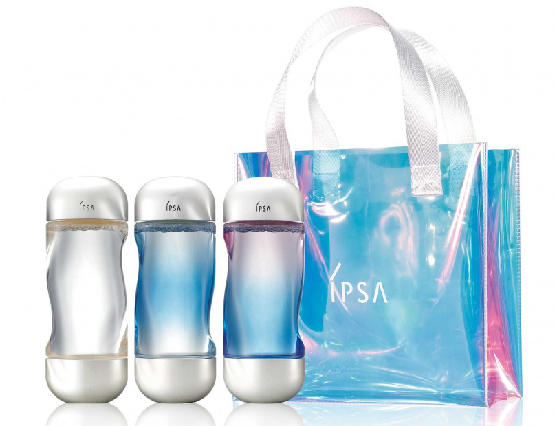 IPSA流金霓彩限定組(每人限購3組)／3,400元 內含美膚微整機能液(霓彩版) 200ml*3+流金霓彩提袋。(圖／品牌提供)