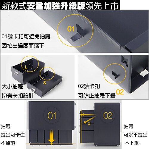 《C&B》鋼鐵斯特附輪三抽屜櫃