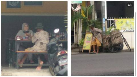 Momen Mengharukan Seorang Ibu Traktir Kakek Tua Penjual Sayur Makan Soto