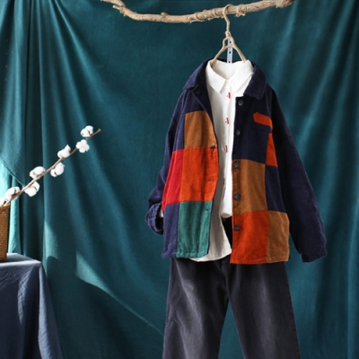 溫和軟糯撞色燈芯絨棉衣棉服