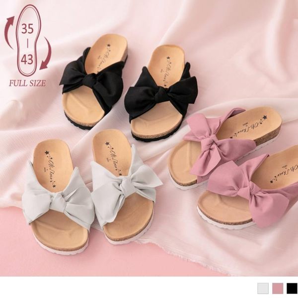 《SD0183》台灣製造~蝴蝶結真皮休閒拖鞋(全尺碼 OrangeBear