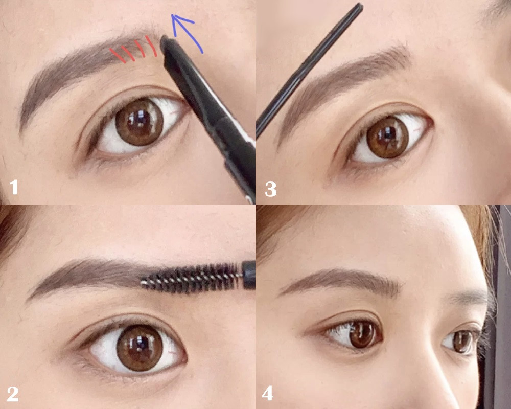 新手畫眉教學STEP 2：眉頭以眉筆畫毛流+睫毛底膏製造立體毛流