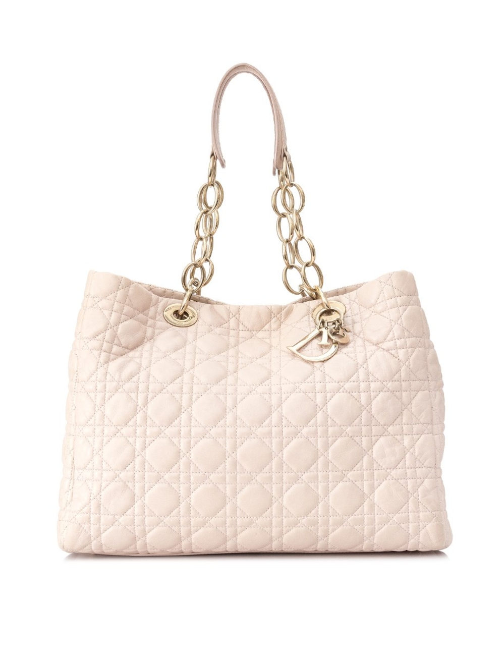 Exterior - Cannage stitched smooth lambskin leather - Gold tone hardware - Double chain and leather 