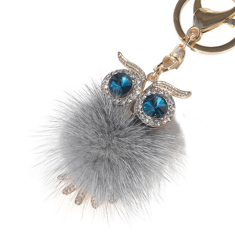 貓頭鷹汽車鑰匙扣女士少女心掛件書包公仔甜美韓國毛絨小毛球可愛