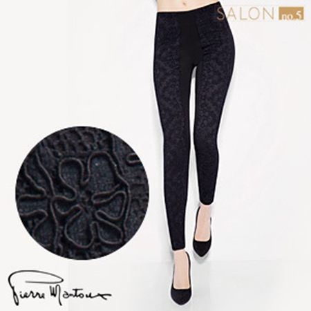 皮爾曼都Pierre Mantoux 時尚立體織花圖騰內搭褲/打底褲/義大利精品/聖誕限定款