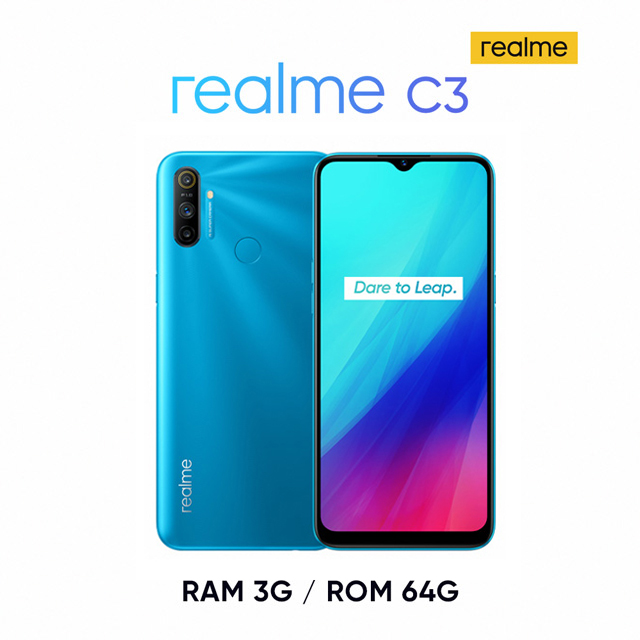 realme C3 (3G/64G)6.5吋大電量遊戲怪獸 限時贈送原廠通用保護殼!*贈送之realme 5 保護殼同時兼容 realme C3因C3手機為三顆拍照鏡頭，裝上C3手機後鏡頭孔位將會留空