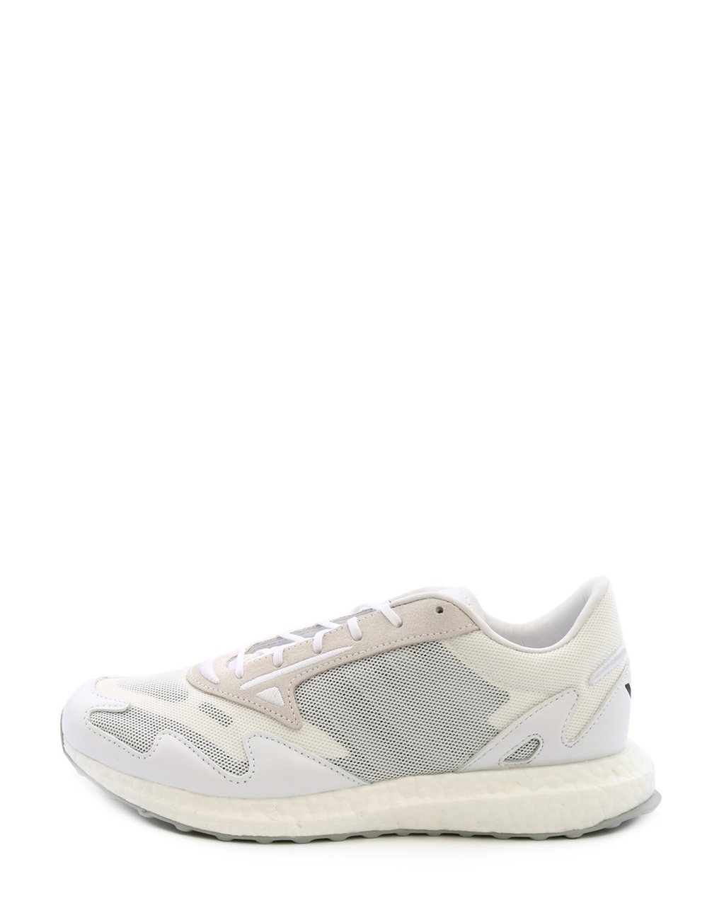 白色皮革運動鞋，網眼配色。 英國尺寸 季節：SS20 中國製造 成分：100％聚丙烯酰胺，100％橡膠