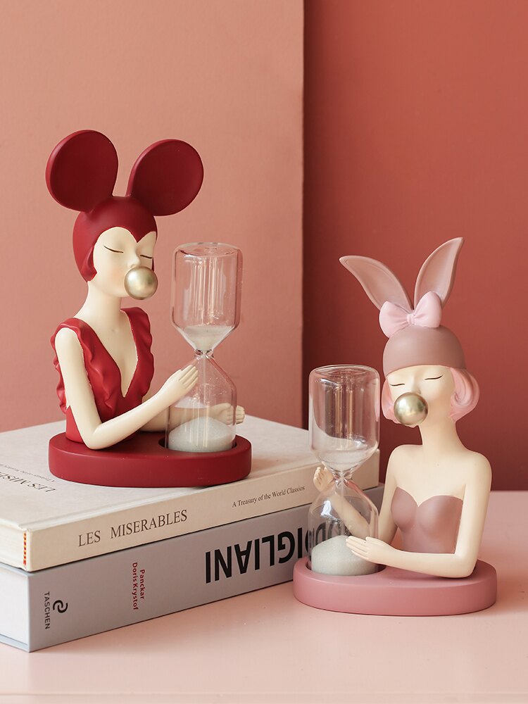 摩登少女客廳沙漏擺件計時客廳電視柜辦公桌面簡約現代家居裝飾品