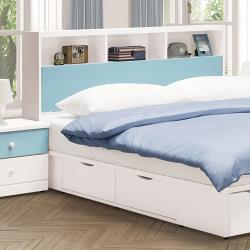 ◎藍白色搭配設計，童趣風格|◎|◎品牌:H&D規格:單人加大3.5尺類型:床頭箱尺寸(公分):寬106x深23.5x高102公分掀蓋下緣高度48公分主材質:木質材質說明:材質：正面15mmMDF全包三