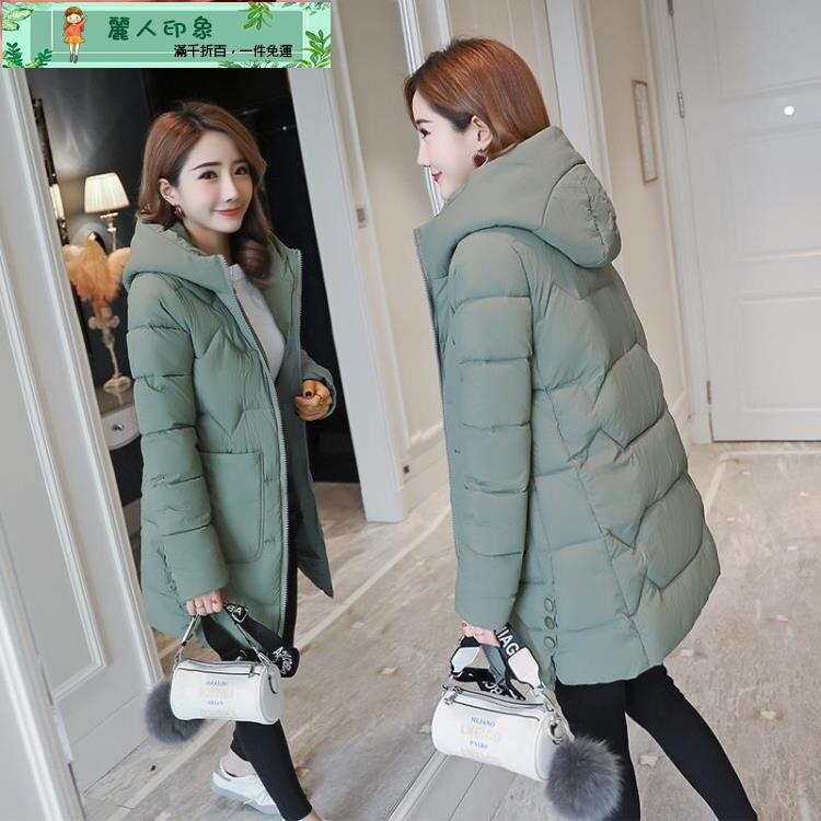 夯貨折扣!長版羽絨服 反季羽絨棉衣女新款韓版冬季中長款棉服寬松加厚連帽面包服棉免運 快速出貨