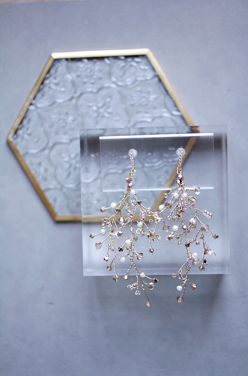 Swarovski水晶珍珠耳環,新娘水晶耳環,復古耳環,Bridal Earrings