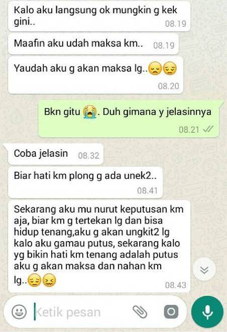 10 Chat Wa Pacar Minta Putus Ini Bikin Senyum Nyesek Brilio Net Line Today