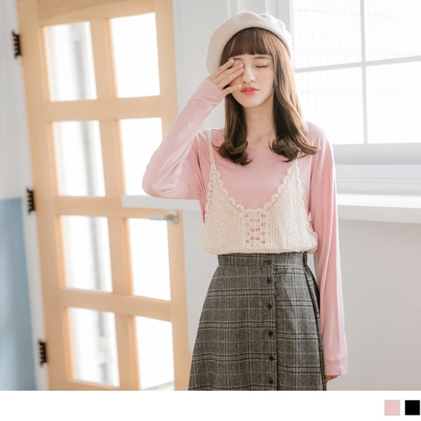 《AB4578》下襬不規則彈力寬領素色上衣 OrangeBear