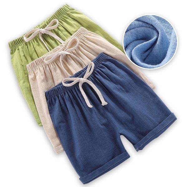 兒童短褲 夏季竹節棉薄款睡褲棉麻短褲-JoyBaby