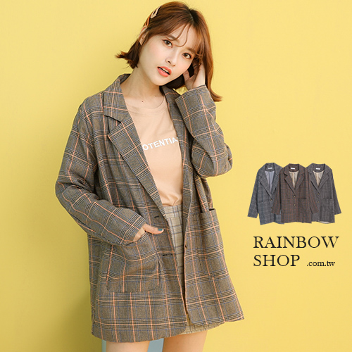 現貨-歐膩特調果醬格子西裝外套-P-Rainbow【A30-19060】
