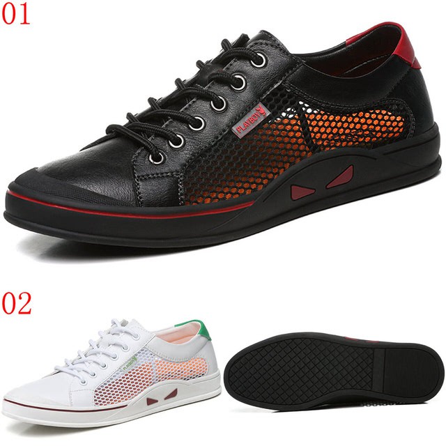 PLAYBOY花花公子 透氣小白運動鞋網面鏤空休閒男鞋 黑白兩色 (款8AX0061180D)【諾喀索|JHS 杰恆社】