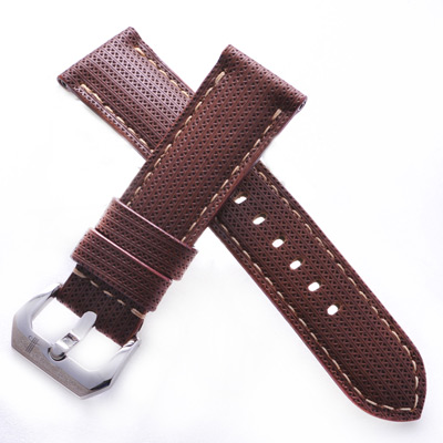 •純正厚實牛皮精製，不鏽鋼亮扣•紮實車縫線，堅固耐用，特殊對角線織紋•沛納海或大型錶代用錶帶*1•附有錶帶彈簧棒x2•專業高級萬用拆錶工具*1