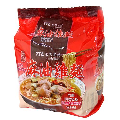 台酒紅標米酒麻油雞麵袋裝 200gx3【愛買】
