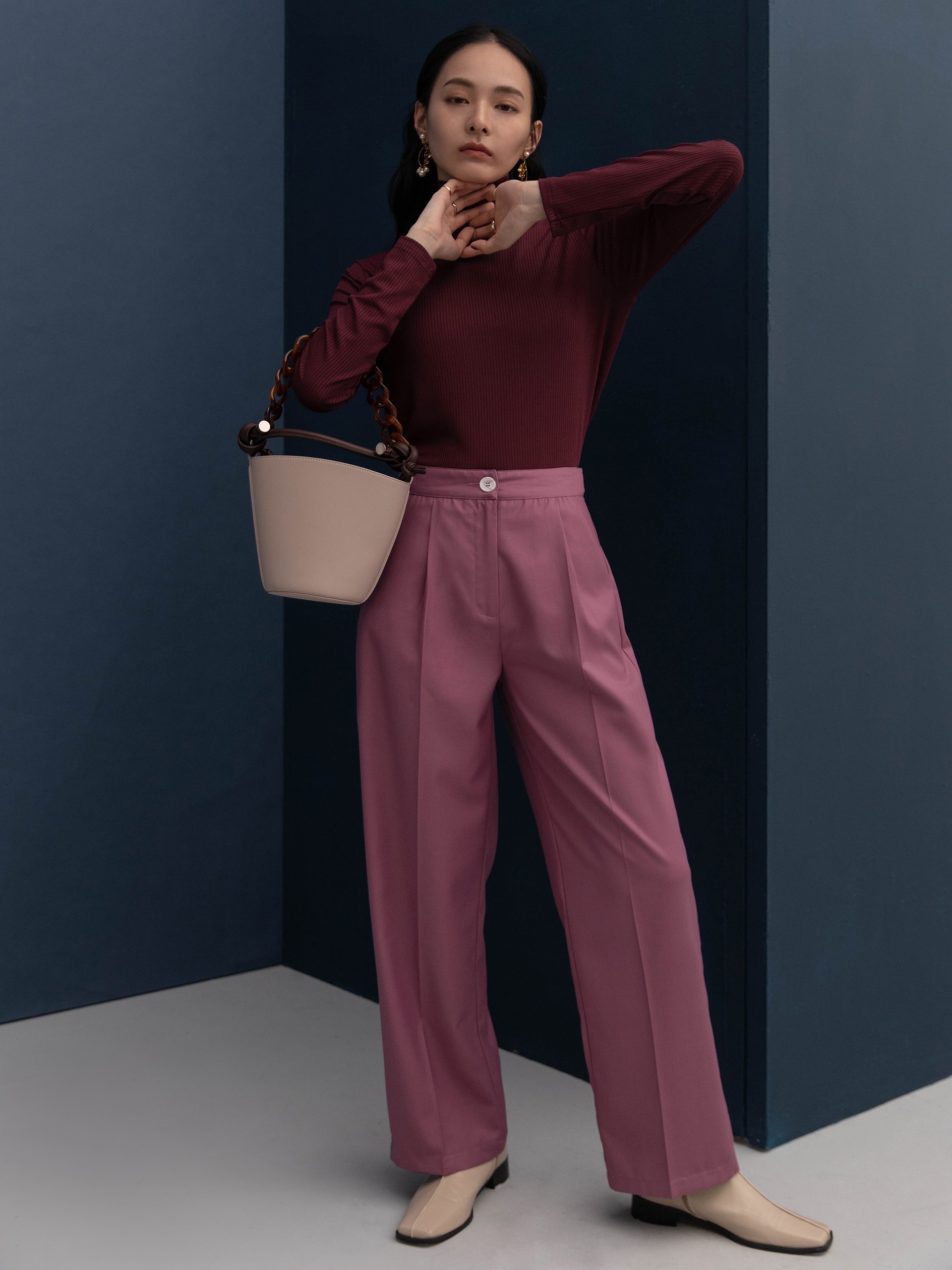 側釦調節西裝褲-mouggan