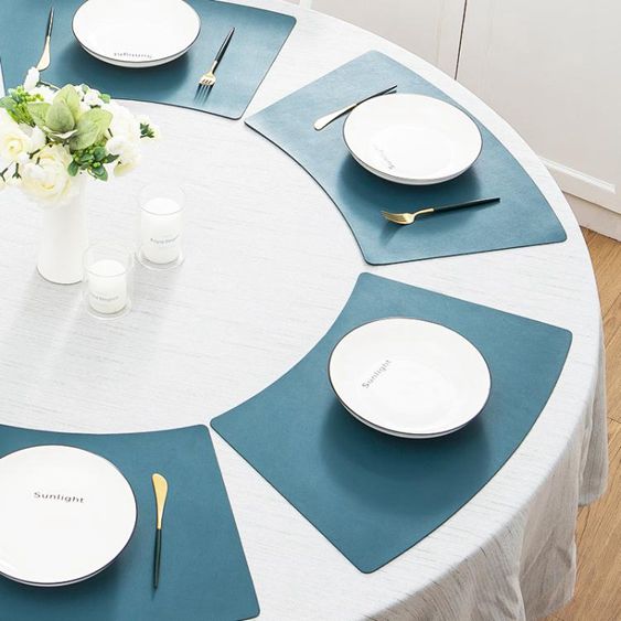 隔熱墊 圖執扇形圓桌餐墊防水防油北歐酒店用餐具墊隔熱中式高檔西餐墊