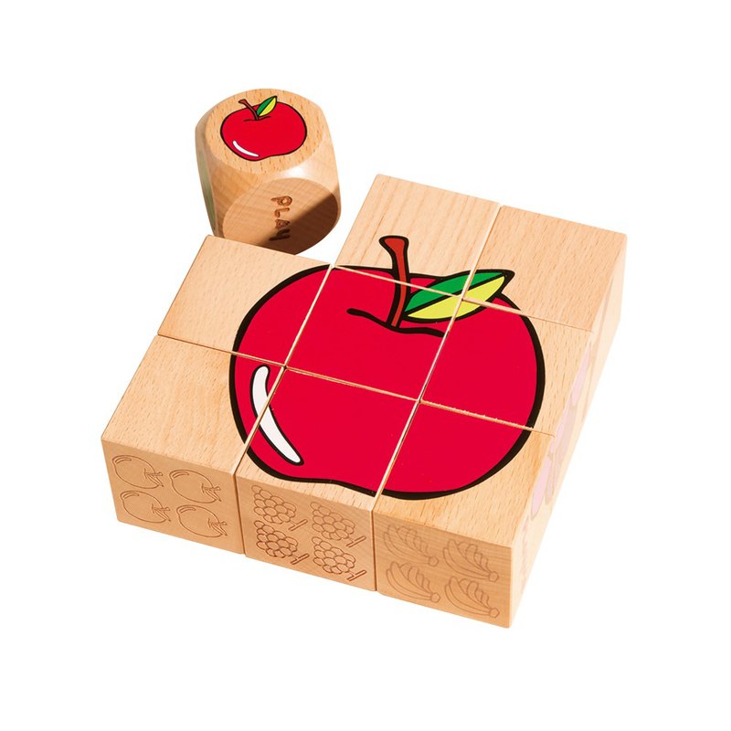 質感木製拼圖玩具,拼出常見的水果! 可當積木堆疊排列,又兼具認知與數量學習玩法