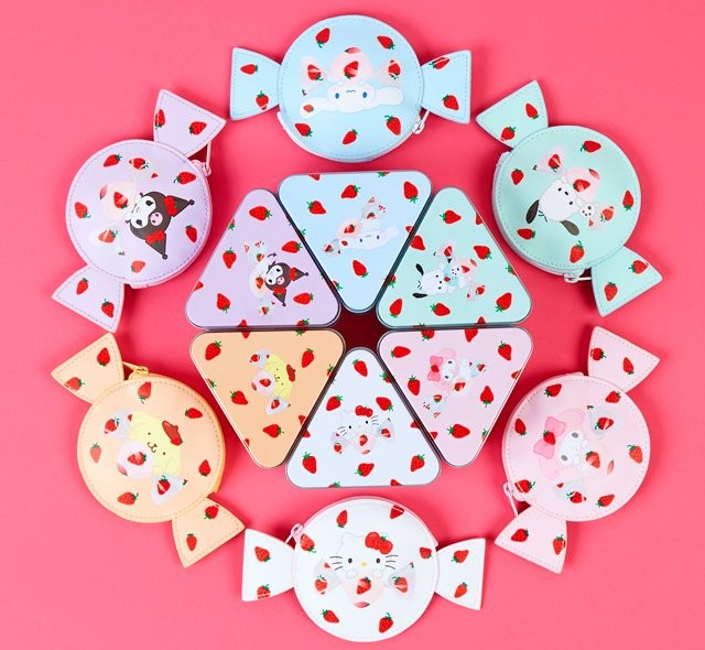 サンリオ が いちごみるく とコラボ キャンディみたいなポーチは一目惚れ間違いなし