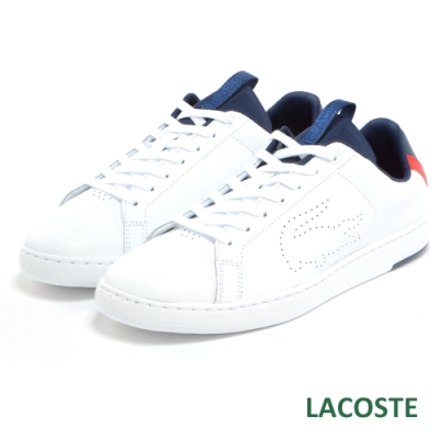 LACOSTE 男用真皮運動休閒鞋-白色