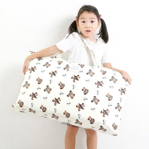 韓國 Coney Island - 防水睡袋收納袋(純棉內裏)-毛衣小熊-海軍藍