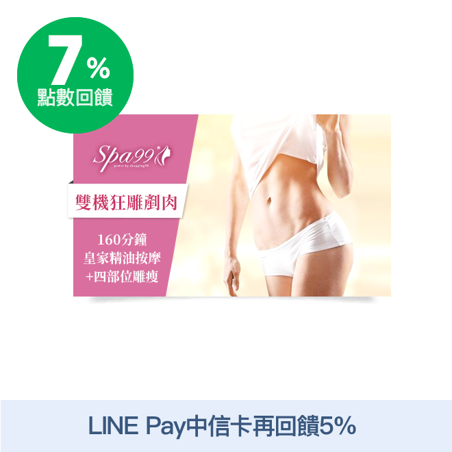 活動辦法連結 Spa99精選課程內容：(共約160分鐘) 放鬆Part→全程皇家精油按摩舒壓100分鐘 全身純手技精油按摩70分鐘+背部溫炙疏通氣結20分鐘+頭部安神舒壓放鬆10分鐘 激瘦Part→雙