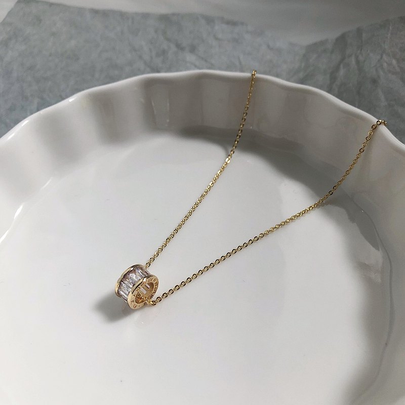 鋯石年輪細鏈項鏈 可調長度 閨蜜 生日 情人節禮物