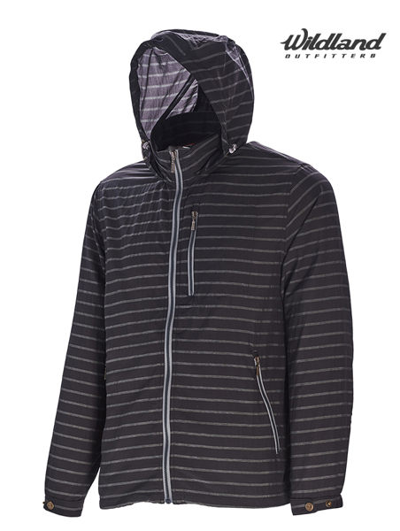 荒野 Wildland 防曬/ 抗UV+ / 薄外套 條紋時尚外套 ~ 墨綠條紋 (0A71910-38) (男)