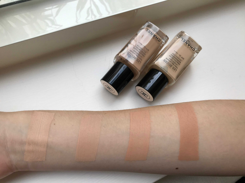 CHANEL恆潤裸光水慕絲粉底試色： 自然色系：B10、B20、B30、B40（圖／黃筱婷攝影）